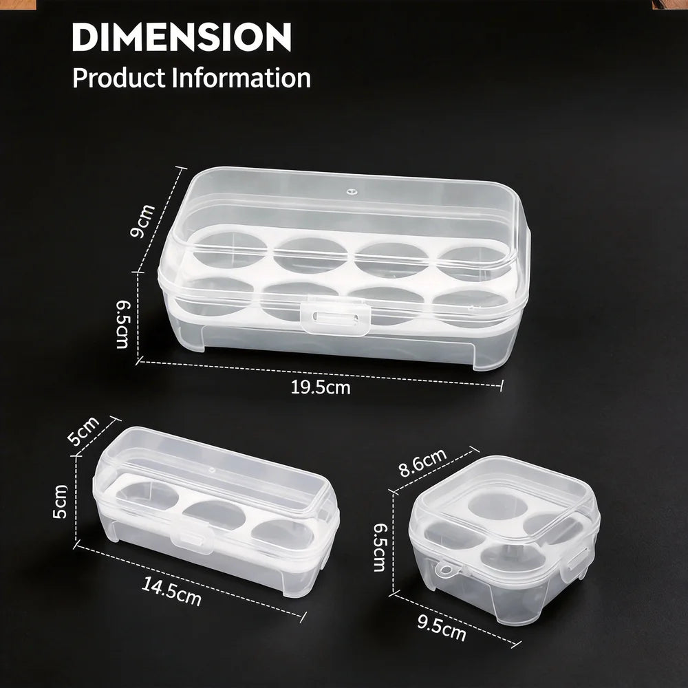 Portable Egg Holder Box Shockproof Outdoor Camping Storage Container 3/4/8 Grid PP Plastic Transparent Sealed Egg Case