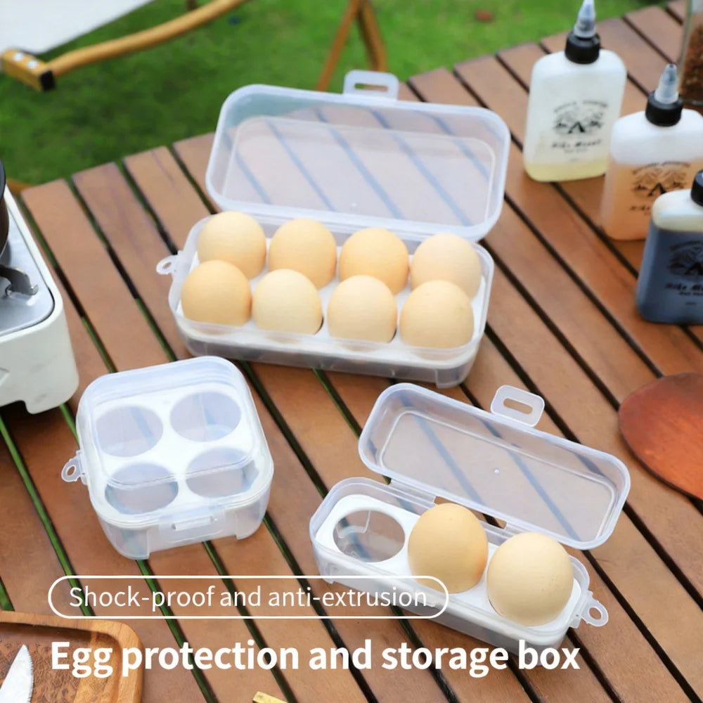 Portable Egg Holder Box Shockproof Outdoor Camping Storage Container 3/4/8 Grid PP Plastic Transparent Sealed Egg Case